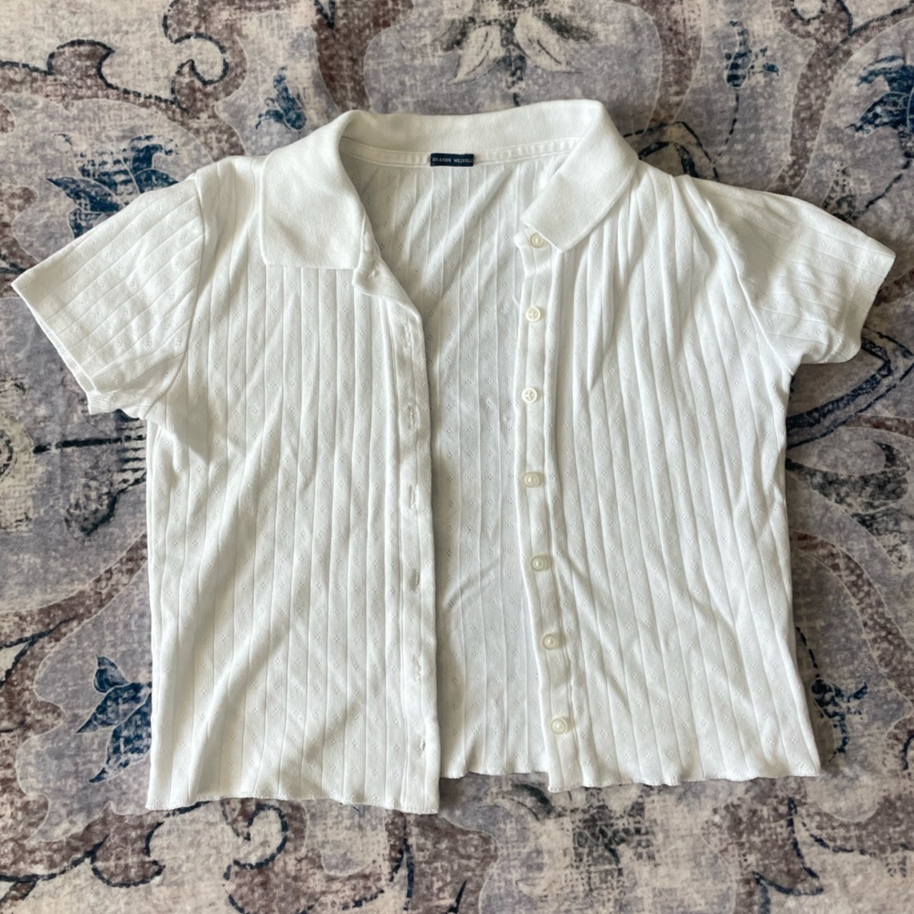 Brandy Melville One Size Cropped White Button Up